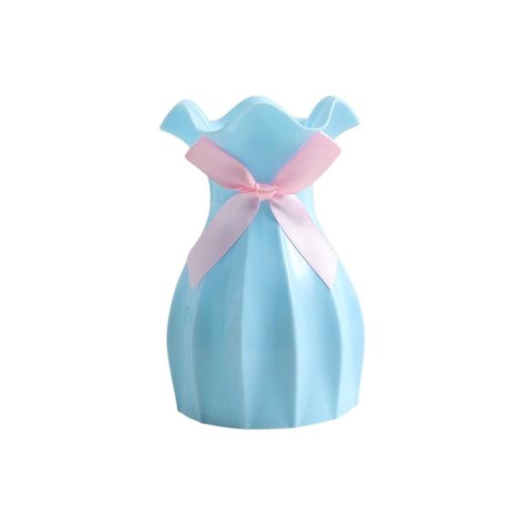 1Blue European Lace Pattern Plastic Vase For Flower Arrangement - Decorative Table Centerpiece, Blue