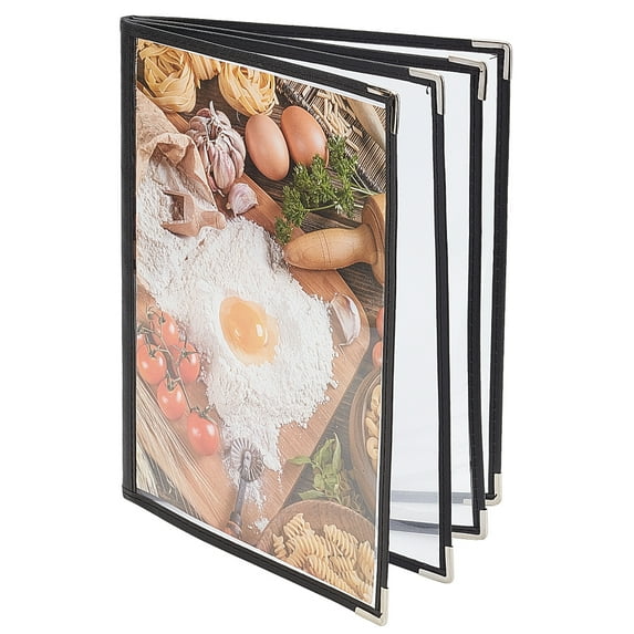 1Book 8.27 x 11.69 Inch Restaurant Menu Covers Holder 4 Page 8 View Menu Covers Transparent Menu Folder Fits A4 Size Paper Menu Book Holders for Restaurant Hotels Bars Cafes
