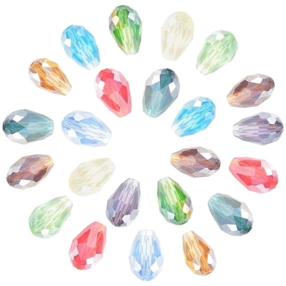 1Box 1 Box 200 Pcs Crystal Abacus Faceted Drop Glass Beads Mixed Color AB-Color Faceted Jewelry Glass Beads Interval Loose Beads for DIY Pendants Necklace Bracelet Making
