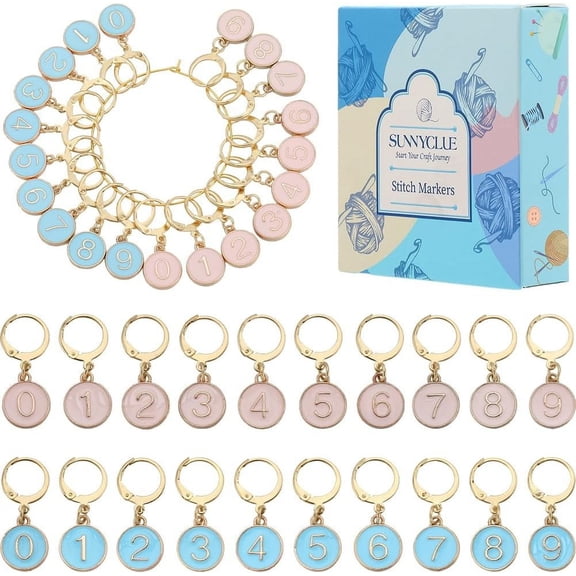 1Box 1 Box 20Pcs Number Stitch Markers Bulk Crochet Marker 1~9 Numbers Crochet Alloy Enamel Small Cute Round Metal Stitch Markers for Knitting Crocheting Numbered Sewing Quilting Jewelry Making