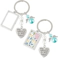 thumbnail image 1 of 1Box 1 Box 3 Sets Wedding Bouquet Charms Memorial Photo Keychain Bulk Silver Metal Alloy Picture Angle Pearl You Are Always in My Heart Charm Key Chain for Gifts Keychains Bridal Party Decoration, 1 of 6
