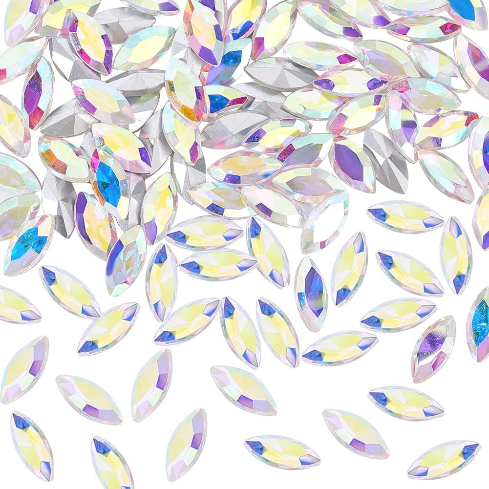 1Box 100 Pcs Horse Eye Glass Rhinestones Gems Pointed Back Rhinestone 0 ...