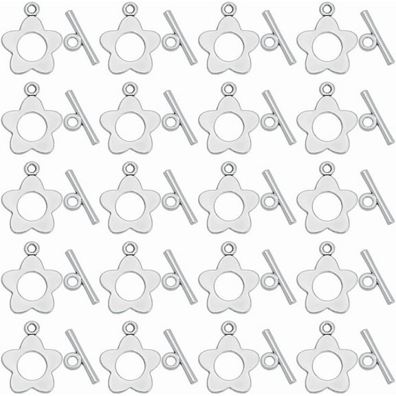 1Box 100 Sets Toggle Jewelry Clasp Flower Toggle Clasp IQ Toggle Clasps T Bar Closure Clasps Fastener Hook Connectors Tbar Clasps Clasps Bracelets Necklace