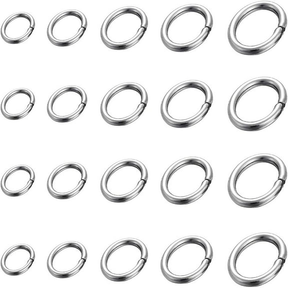 1Box 1000pcs 5 Sizes 6/5/4/3/2.5mm Oval Jump Rings Stainless Steel Close but Unsoldered Jump Rings Oval Ring Connectors for Chainmail Jewelry Bracelet Necklace Making