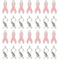 thumbnail image 1 of 1Box 100Pcs 2Style Ribbon Charms Breast Cancer Awareness Charms Bulk Pink Silver Ribbon Breast Cancer Charm Hope Ribbon Charm, 1 of 4