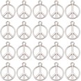 thumbnail image 1 of 1Box 100Pcs Peace Charms Bulk Peace Sign Charm Peace Logo Antique Silver Vintage Alloy Flat Round Hollow Metal Symbol Charms for Jewelry Making Charms Earring Adults Craft DIY Supplies, 1 of 6