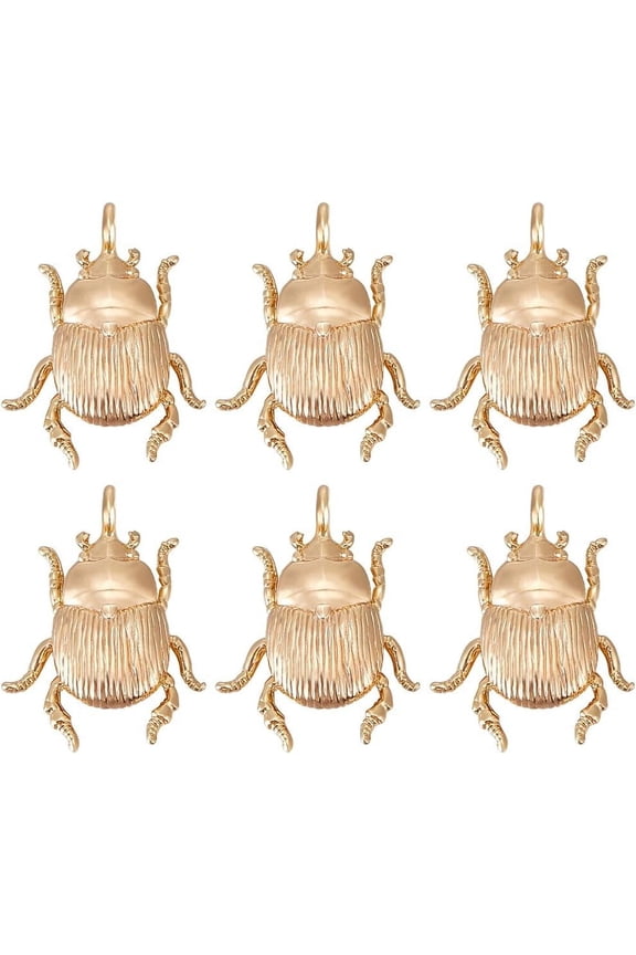 1Box 10Pcs Brass Pendants Insect Charm Real 18K Gold Plated 17x13.5x3mm Hole: 1.6mm