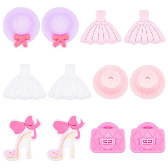 1Box 12Pcs 6 Style Food Grade Eco-Friendly Silicone Beads Chewing Beads For Teethers DIY Nursing Necklaces Making Mixed Shapes Mixed Color 19~30.5x23~30x8~10.8mm Hole: 2.2~3mm 2pcs/style