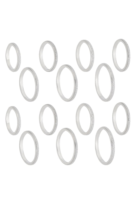 1Box 14pcs 7 Sizes Matte Plain Dome Finger Ring Simple Plain Dome Style Wedding Band Ring Stainless Steel Ring for Girl Women Fit Wedding 19.9~14.9mm