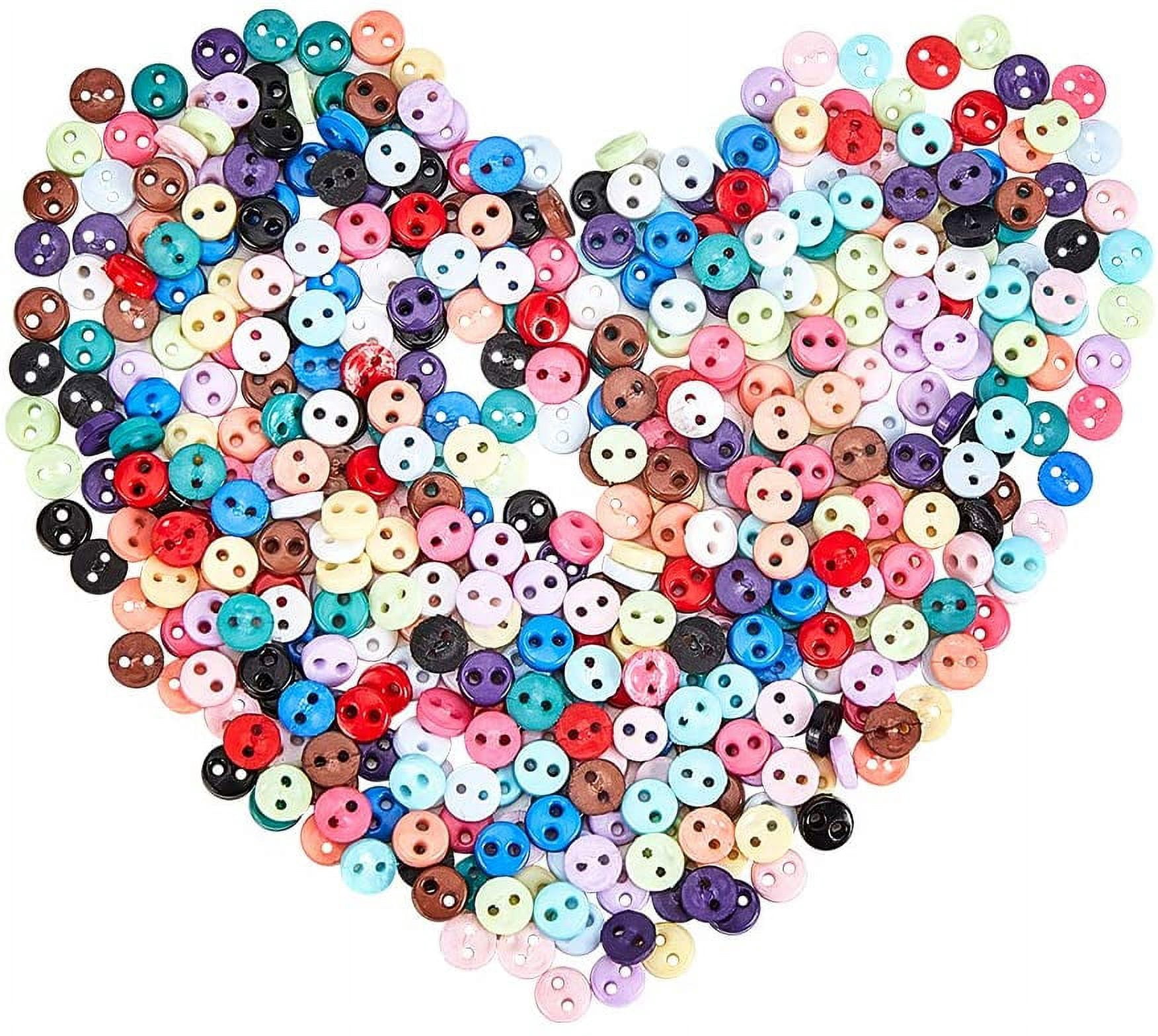 1Box 15 Colors 450 Pcs Sewing Buttons 4.5mm Round Tiny Doll Nylon ...