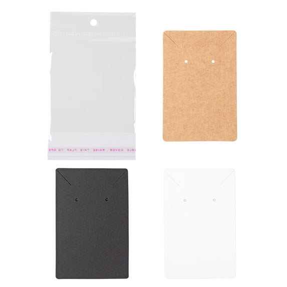 1Box 150Pcs 3 Colors Cardboard Display Cards 150Pcs OPP Cellophane Bags for Necklace and Earring Mixed Color 9x6cm about 3 colors 50pcs/color 150pcs