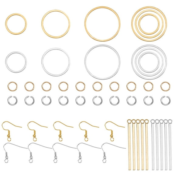 1Box 152pcs Earring DIY Making Kit 32pcs Stainless Steel Linking Rings 60pcs Open Jump Rings with c for Jewelry Making12/16/20/28mm