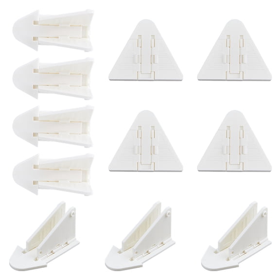1Box 15Pcs Plastic Child Safety Lock for Sliding Door Window Security Bar Triangle White 74x89x8mm