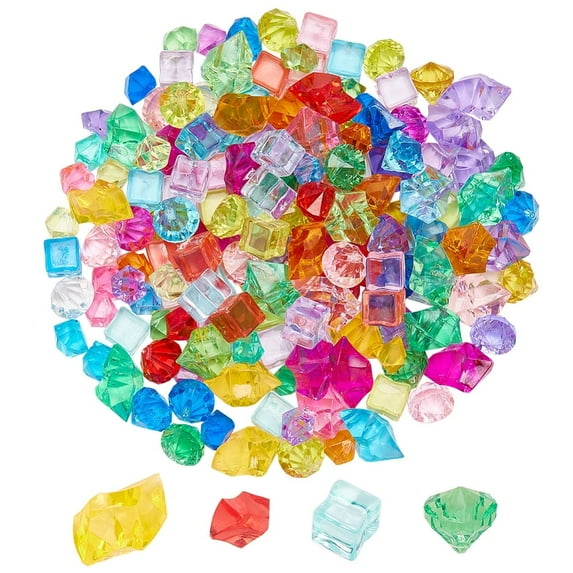 1Box 160Pcs 4 Style Transparent Acrylic Beads No Hole/Undrilled Mixed Color Mixed Shapes 11~24x11~16x11~15mm 40pcs/style