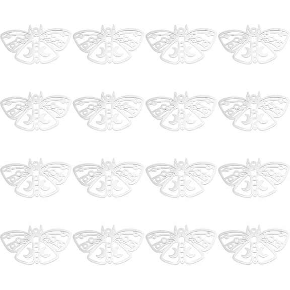 1Box 16Pcs Hollow Moth Charms Moon on Moth Pendant Hawkmoth Fly Insect Charm Butterfly Mould Pendant Frame Stainless Steel Pendants for DIY Bracelet Necklace Jewelry Making Hole: 1.6mm