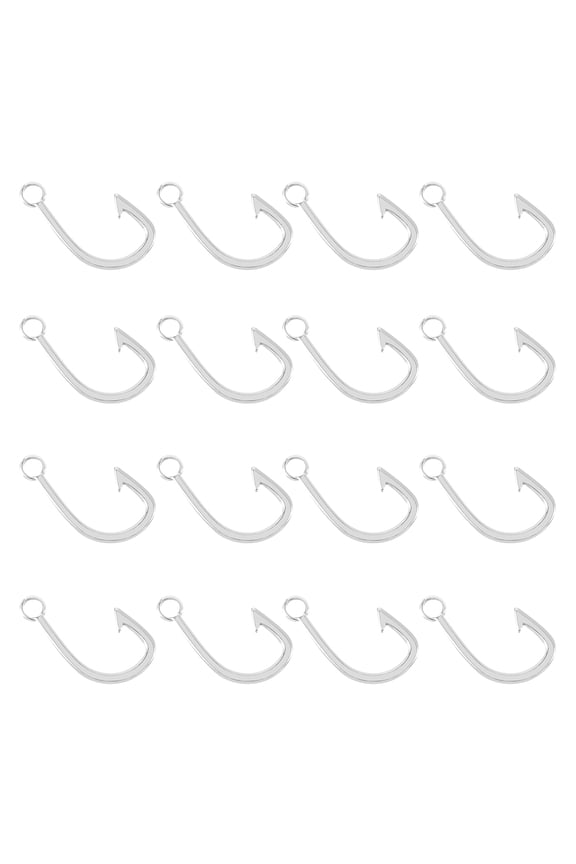 1Box 16Pcs Maori Fish Hook Bead Charms Hei Matau Pendant Tibetan Style Fishing Hook Charms S Hook Pendants Stainless Steel Dangle Charms for Jewelry Crafts Making Supplies Hole: 4.5mm