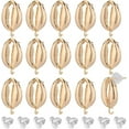 thumbnail image 1 of 1 Box 16Pcs Real 18K Gold Plated Stud Earrings Cowrie Shell Earring Studs with Loop 20Pcs Plastic Ear Backs Stud Earring Findings for Jewelry Making Earrings Supplies DIY Craft Handmade, 1 of 5