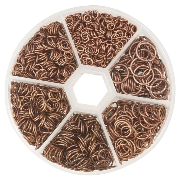 1Box 1745 Pcs Red Copper Iron Open Jump Rings Chainmail Link Diameter 4mm 5mm 6mm 7mm 8mm 10mm for Jewelry Making