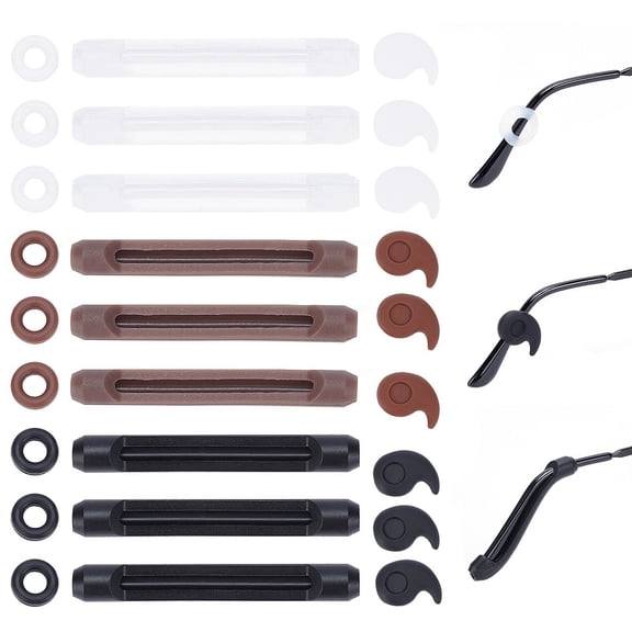 1Box 18 Pair Eyeglasses Retainers Silicone Anti-slip Glasses Temple Holders Safety Eyewear Ear Grips Hooks Feet Protectors for Spectacle