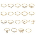 thumbnail image 1 of 1Box 19Pcs 19 Style Alloy Open Cuff Rings Set with Rhinestone Teardrop & Moon & Heart & Flower & Arrow Light Gold Inner Diameter: 15.5~17.8mm 1Pc/style, 1 of 7