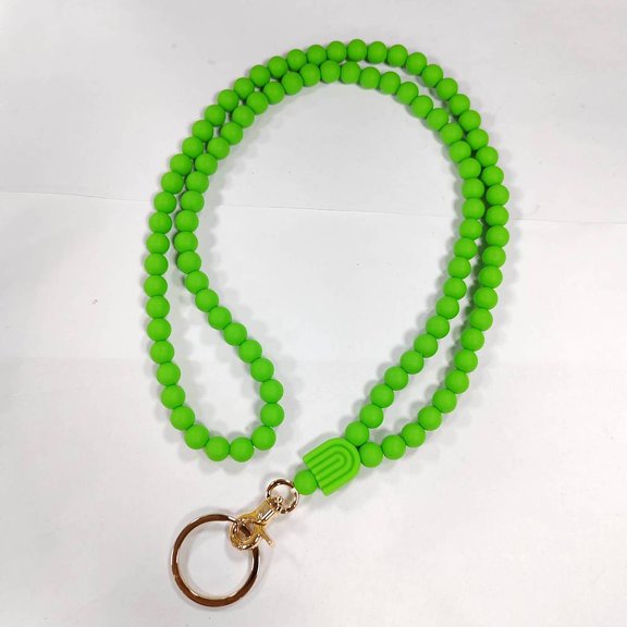 1Box 1Pc Silicone ID Card Neck Strap Card Holder Badge Holder Lanyard with Alloy Clasps & Key Ring Lime 460mm
