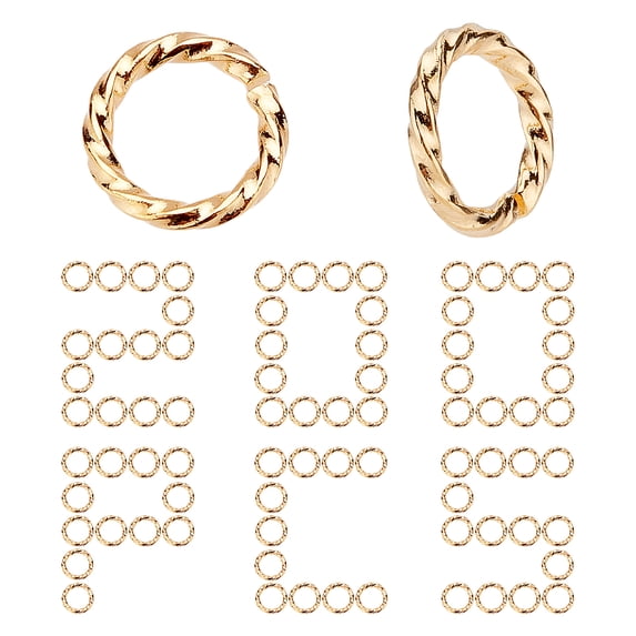 1Box 200Pcs Brass Open Jump Rings Long-Lasting Plated Twist Ring Real 18K Gold Plated 18 Gauge 8x1mm Inner Diameter: 6mm