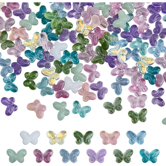 1Box 200Pcs Handmade Lampwork Beads Butterfly Mixed Color 10x14.5x4.5~5mm Hole: 1mm
