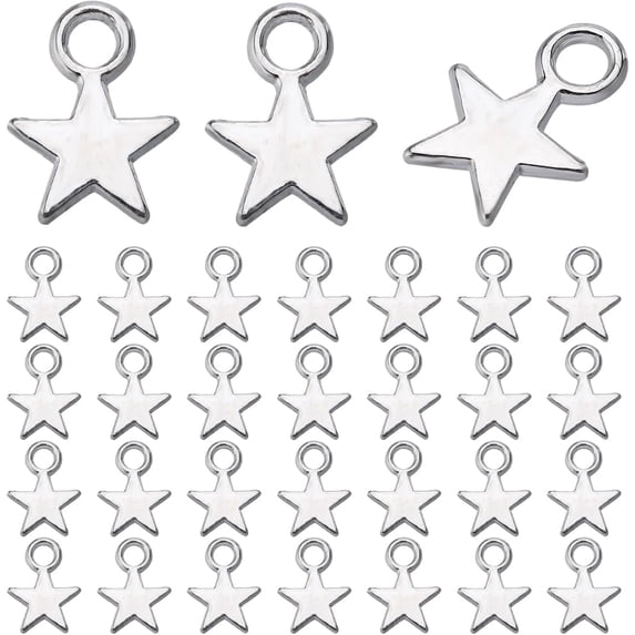 1Box 200Pcs Silver Stars Charms Mini Star Charms Alloy Tiny Celestial Christmas Small 5 Point Star Charm Bulk for Jewelry Making Charms Women DIY Necklaces Earrings Bracelets Crafts Wedding