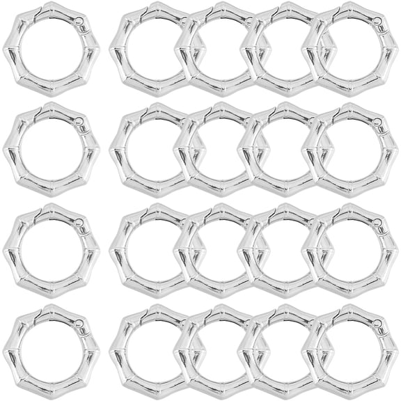 1Box 20Pcs Zinc Alloy Spring Gate Rings Polygon Ring Platinum 29x6mm Inner Diameter: 19mm
