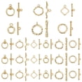 thumbnail image 1 of 1Box 24 Sets 6 Style Alloy Toggle Clasps Cadmium Free & Nickel Free & Lead Free Rhombus & Ring & Oval Real 18K Gold Plated 4 sets/color, 1 of 7