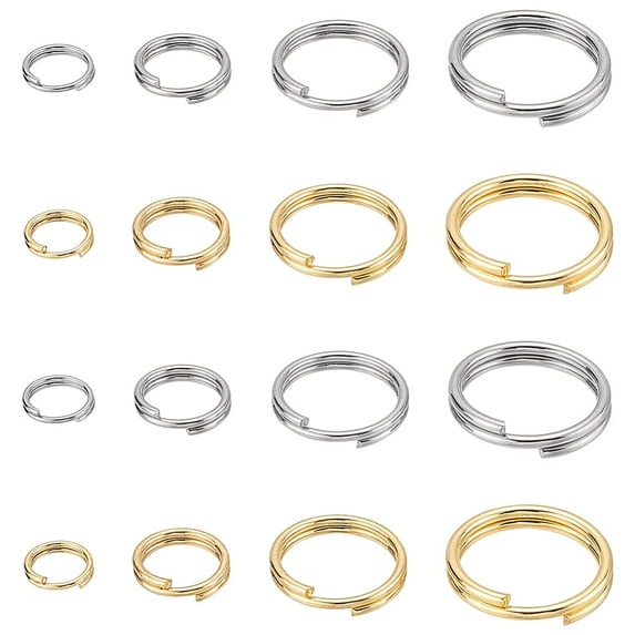 1Box 240pcs 8 Styles 304 Stainless Steel Split Rings Double Loops Jump Rings Golden & Stainless Steel Color 5~12x1~2mm Inner Diameter: 3.8~10mm Single Wire: 0.5~1mm 30pcs/style