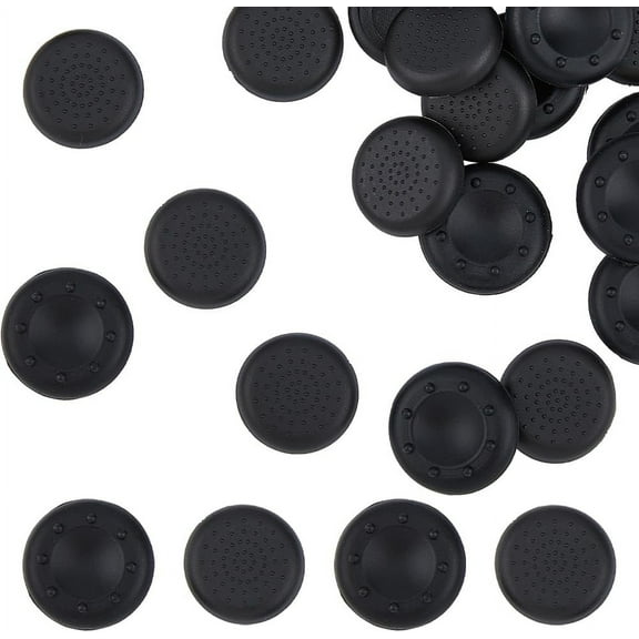 1Box 24Pcs 2 Styles Black Thumb Grip Caps Silicone Thumb Grips Anti-Slip Thumb Cap Joystick Caps for Steam Deck Ergonomic Thumbstick Gaming Gear for Controller Protection