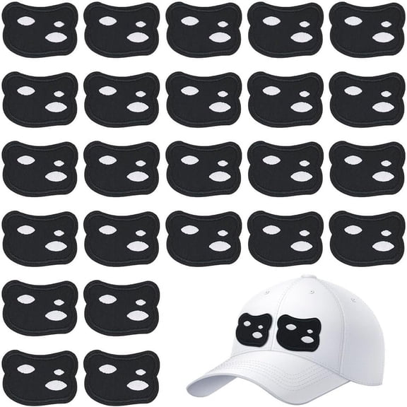 1Box 24Pcs Cat Eye Computerized Embroidery Iron on/Sew on Patches Appliques Black 44.5x59.5x1.2mm