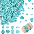thumbnail image 1 of 1Box About 250 Pcs 6 Styles Turquoise Beads Oval Round Disc Rondelle Chip Teardrop Heishi Beads Irregular Loose Stone Beads for Bracelet Necklace Jewelry Making (Hole: 1mm), 1 of 9