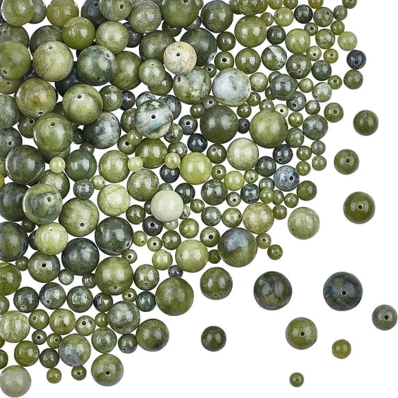 1Box 273pcs Natural TaiWan Jade Beads Green Rock Bead 4mm 6mm 8mm 10mm 12mm Nature Jasper Beads Round Loose Gemstone Beads Energy Stone for Bracelet Necklace Jewelry Making