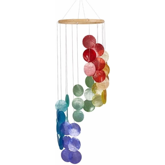 1Box 28.35" Colorful Windchime Shell Wind Chime Large Natural Shells Summer Spring Spiral Coastal Style Decor Wind Chimes for Outside Beach Ocean Party Gift Ideals Supplies Colorful