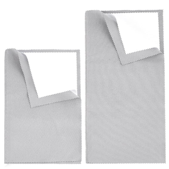 1Box 2Pcs 2 Style 4 Layers Silver Polishing Cloth Jewelry Cleaning Cloth Sterling Silver Anti-Tarnish Cleaner Rectangle Light Grey 28~35.5x17.8~18x0.2cm 1pc/style