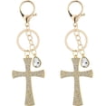 thumbnail image 1 of 1Box 2Pcs Cross Key Chain Charm Rhinestone Cross Keychain Large Golden Alloy Crystal Clap Teardrop Blessed Holy Sparkling Cross Key Ring for Women DIY Bag Hanging Car Keys Purse Decoration, 1 of 5