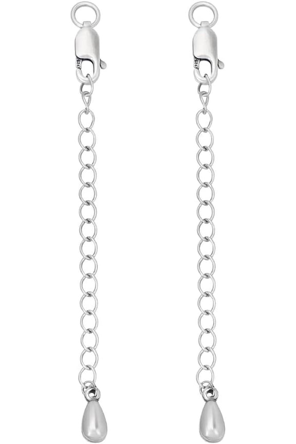 1Box 2Pcs Extension Chain for Necklace Sterling Silver Adjustable End Chains Extenders Connectors with Lobster Claw Clasps and Charms