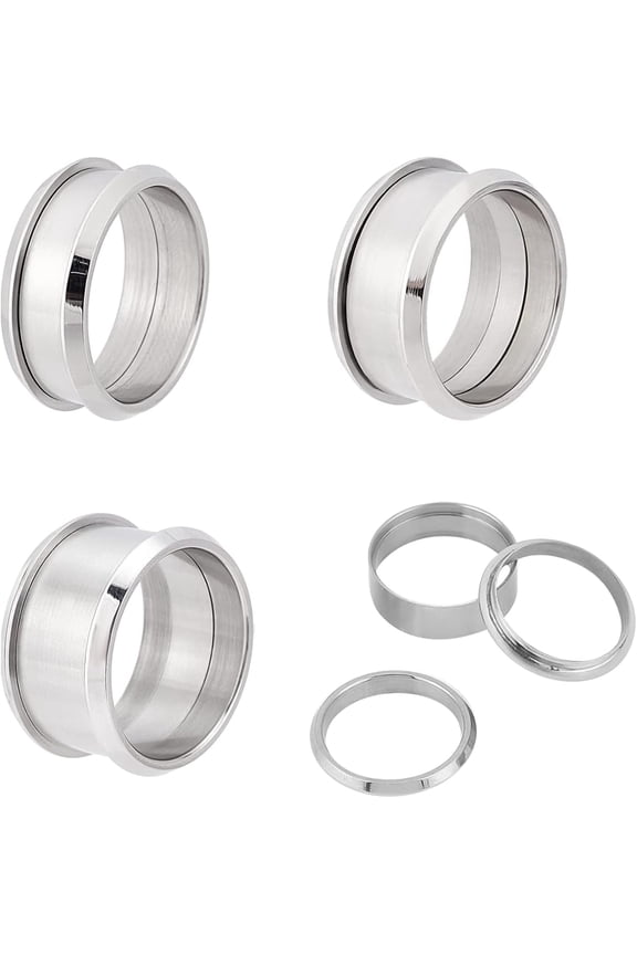 1Box 3 Sets 3 Sizes Grooved Finger Ring Settings 316 Stainless Steel Detachable Ring Core Blank for Inlay Ring Jewelry Making Polished Comfort Grooved Finger Ring