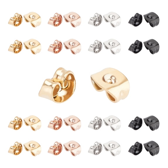1Box 304 Stainless Steel Ear Nuts Mixed Color 6x4.5x3mm Hole: 0.8mm 4colors 10pcs/color 40pcs