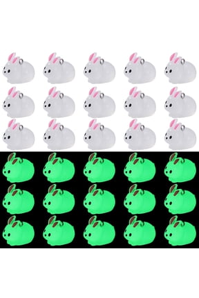 1Box 30Pcs Luminous Translucent Resin Pendants Rabbit Charms with Platinum Plated 304 Stainless Steel Loops White 19x24.5x16mm Hole: 2mm