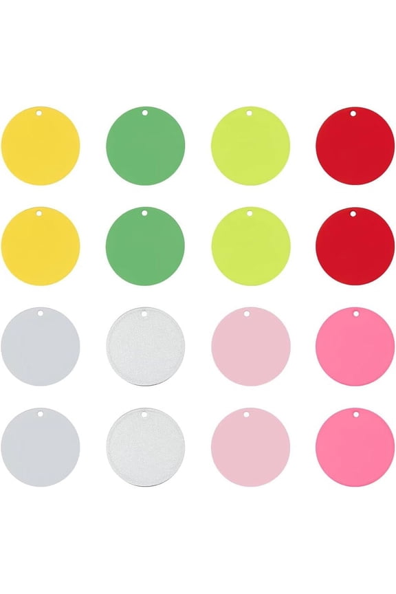 1Box 32Pcs 8 Colors Baking Paint Brass Pendants Flat Round Charm Mixed Color 20x0.5mm Hole: 1.2mm 4pcs/color