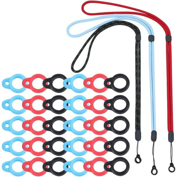 1Box 3Pcs 3 Colors Nylon Cord Neck Straps Electronic Cigarette Lanyard Strap with Plastic & Silicone Findings and 45Pcs 3 Colors Silicone Pendant Mixed Color