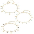 thumbnail image 1 of 1Box 3Pcs 3 Style Hamsa Hand & Flower & Tree & Acrylic Evil Eye Charm Anklets Set Brass Bar Link Chains Stackable Anklets for Women Golden 9-1/8~9-1/4 inch(23~23.4cm) 1Pc/style, 1 of 7