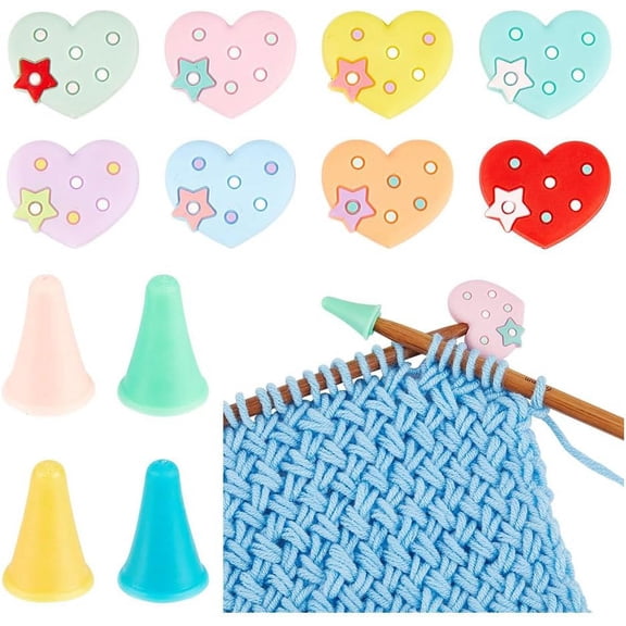 1Box 40 Pcs Knitting Needle Stoppers Silicone Heart Shape Knit Knitting Needles Point Protectors Rubber Cone Needle Tip Stoppers Stitch Stoppers Knitting Accessories for DIY and Handmade Crafts