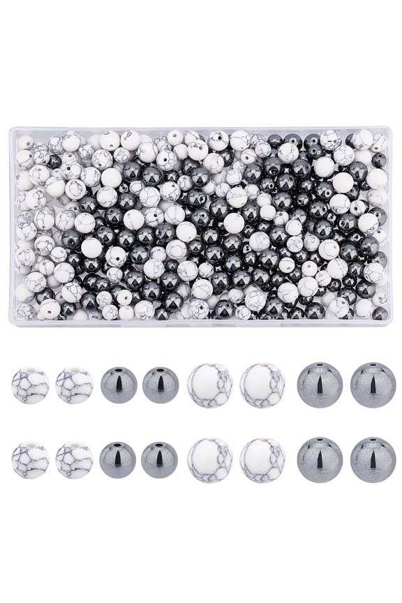 1Box 400Pcs 4 Style Synthetic Gemstone Beads Round 100pcs/style