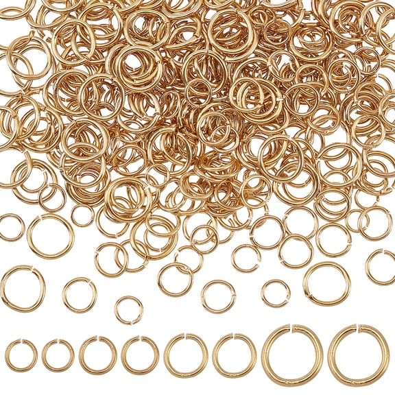 1Box 400Pcs 4 Styles Stainless Steel Open Jump Rings Round Ring Real 18K Gold Plated 4~8x0.6~1mm 18~23 Gauge Inner Diameter: 2.8~6mm 100pcs/style DIY DIY