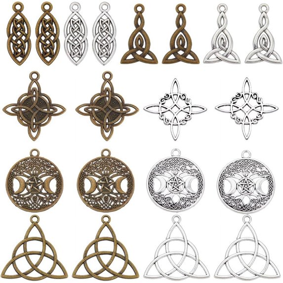 1Box 40Pcs Celtic Knot Charms Celtic Charms Celtic Trinity Knot Charm Bulk Irish Traditional Lucky Energy Tibet Style Love Charms for Jewelry Making Charms DIY Earrings Bracelet Necklace