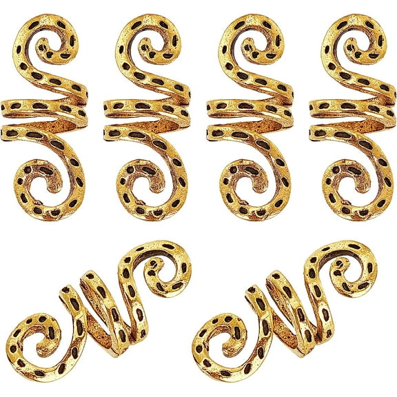 1Box 40pcs Antique Golden Spiral Hair Beads Alloy Hair Braiding Beads Vikings Dreadlocks Beads Spiral Hair Coils for Braid Beards Hair Pendants